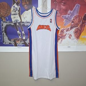 Vintage 2K NBA White Jersey Dress with Blue and Orange Trim